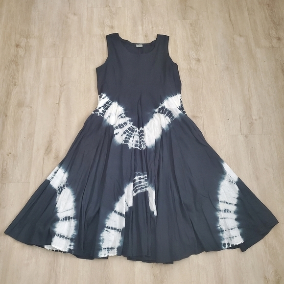 Vintage X Advanced Apparels Boho Gypsy Tie Dye Sleeveless Goth Midi Dress - Picture 11 of 11